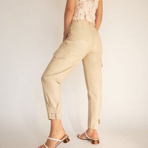 SOLD Aritzia Wilfred Modern Cargo Pants in White Sand, (Vegan Leather Version)